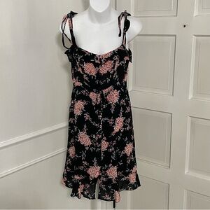 NEW‎ Skylar + Madison Black Floral Mini Dress “The Alison” Full Button Up